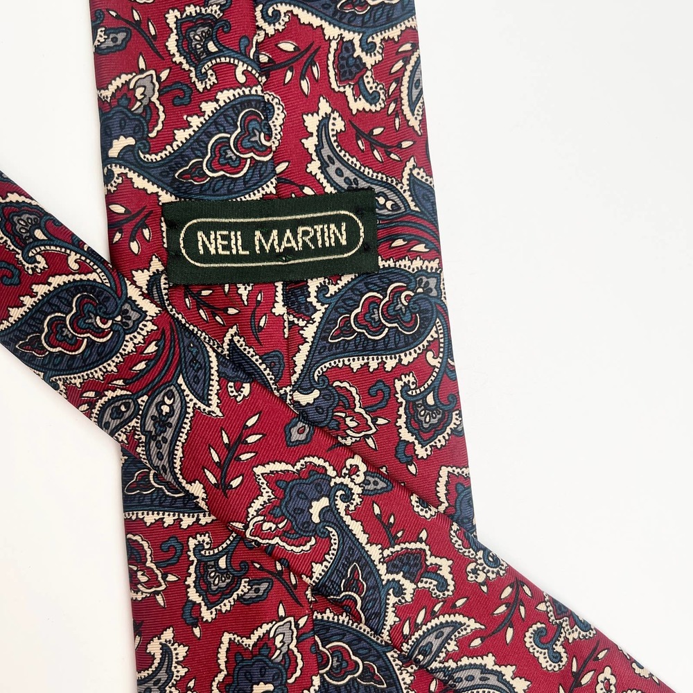 100% Italian Silk Vintage Neil Martin Men’s Neck Tie Formal 80s 90s